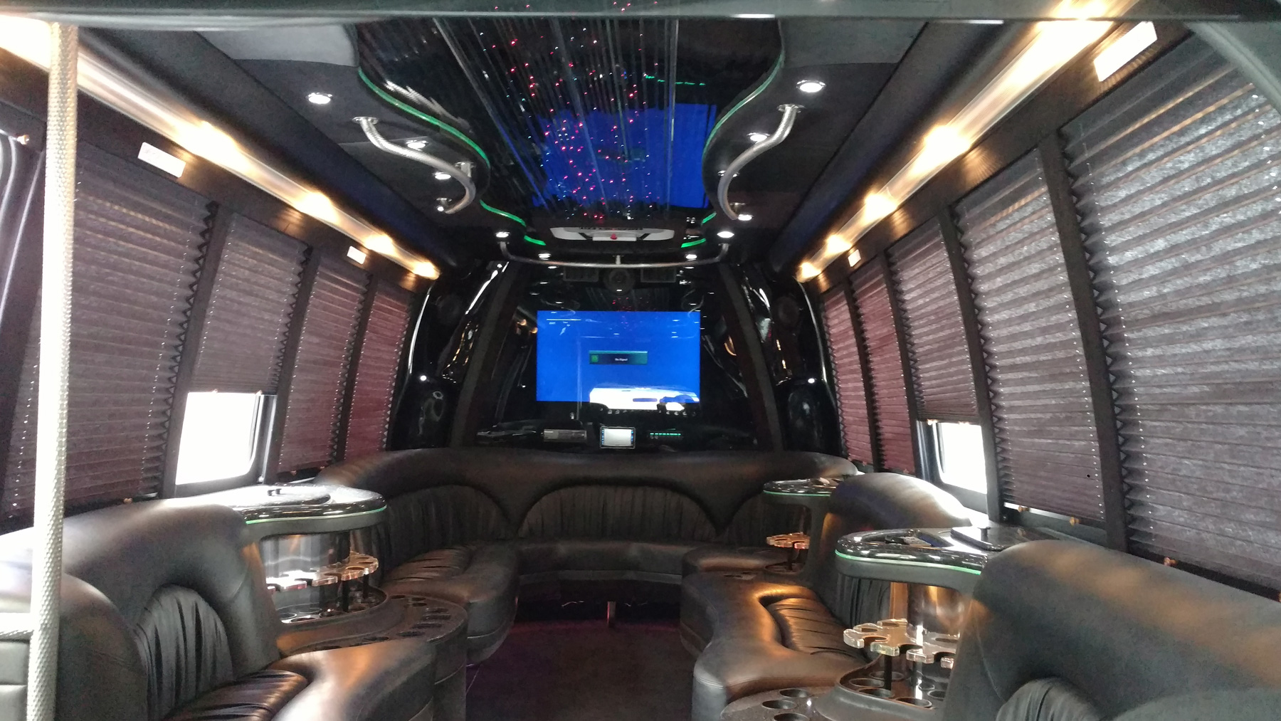 Inside of the Primo Limousine party bus.